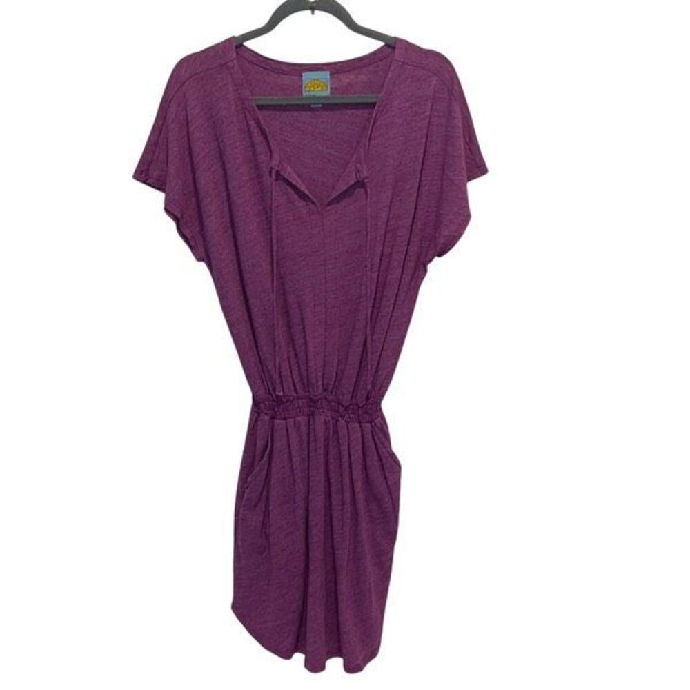C&C California Womens Barbara Tie Neck Dolman Sleeve Blouson Dress Purple Medium